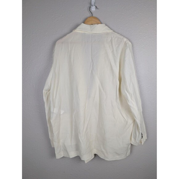 Zara Blazer Womens Large Textured Crinkle‎ Button Front Jacket Broken Button - Picture 2 of 9